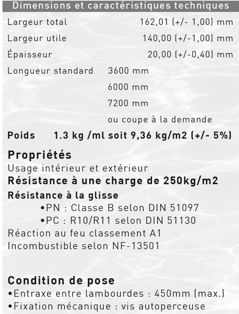 Fiche technique des lames aluminium